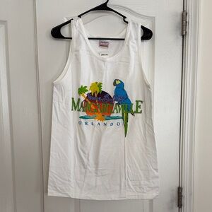 Vintage Margaritaville White Tank with Parrot and Palm Design from Orlando